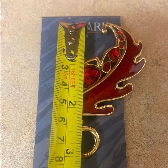 Trifari Red and Gold Leaf Pin - Picture 2 of 3